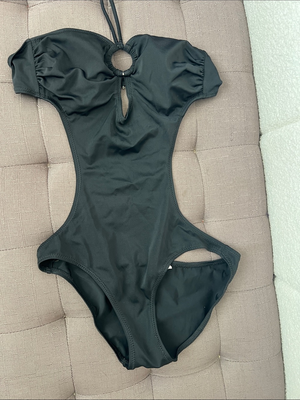 Xhilaration Black Cutout Ring One-Piece Monokini Swimsuit ~ XS